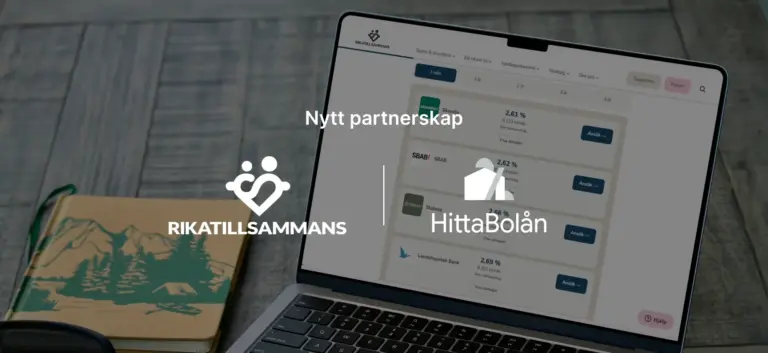 Nytt partnerskap mellan RikaTillsammans och HittaBolån